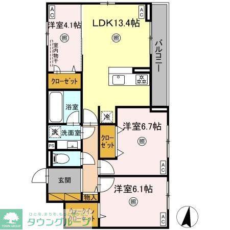 ベルニー太田(3LDK/2階)の間取り写真