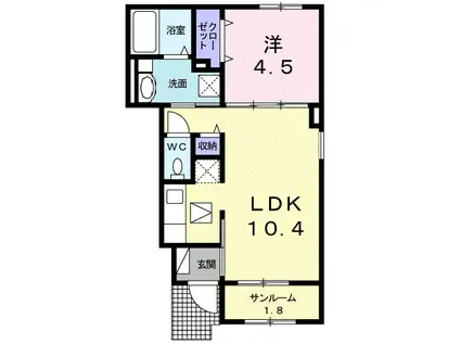 メゾン トイロA(1LDK/1階)の間取り写真