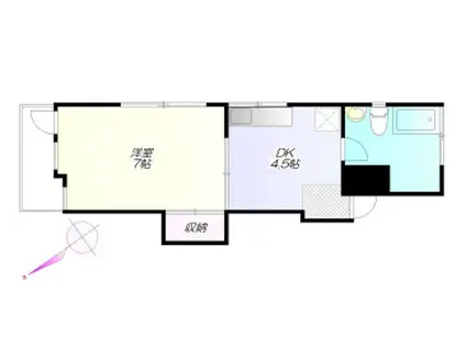 サンライズ小松(1DK/3階)の間取り写真