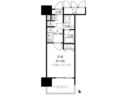フォンテーヌ芝浦(1K/6階)の間取り写真