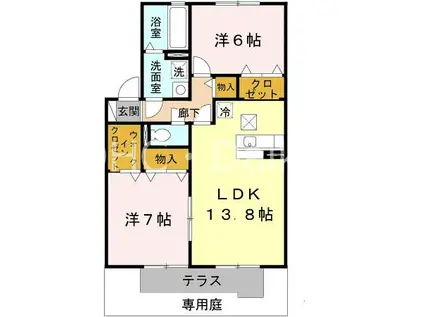 エステート光(2LDK/1階)の間取り写真