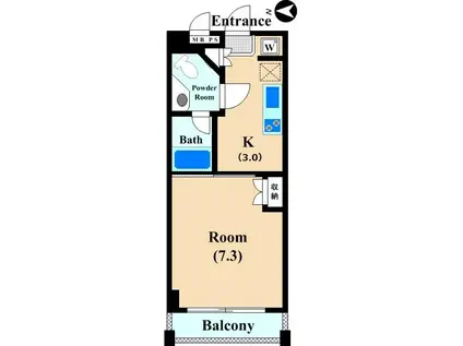 トバダナウ武蔵中原(1K/8階)の間取り写真