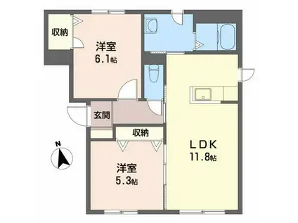 シャーメゾンルミエールA(2LDK/1階)の間取り写真