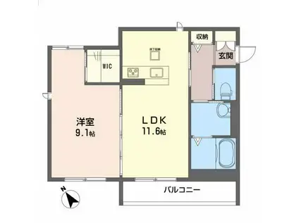 シャーメゾン カルミア(1LDK/1階)の間取り写真