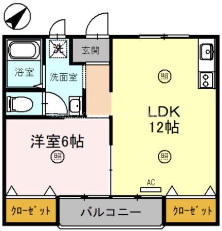 シャルムキリムラ(1LDK/1階)の間取り写真