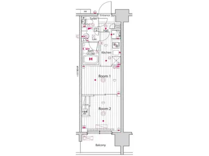 ガーラ・アヴェニュー東大島(2K/2階)の間取り写真