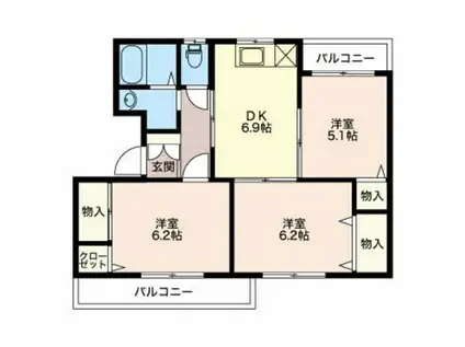 グランメール千本B(3DK/1階)の間取り写真