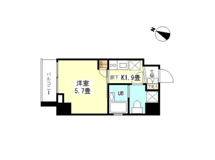 シンシア芝浦LUNETTA シンシア芝浦ルネッタ(1K/4階)の間取り写真