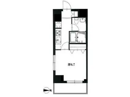 パークフラッツ津田沼(1K/2階)の間取り写真