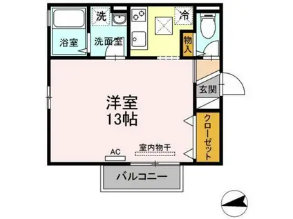 リビングタウン宮の町A棟(ワンルーム/2階)の間取り写真