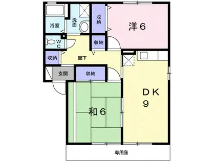 セジュールYOU(2DK/1階)の間取り写真