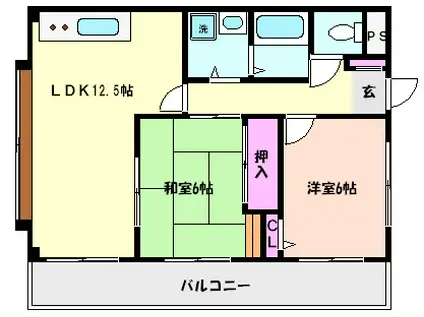ネオブリーズ森北(2LDK/2階)の間取り写真