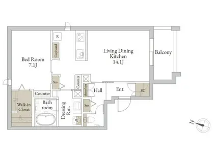 トリルーチェ桜木町(1LDK/1階)の間取り写真