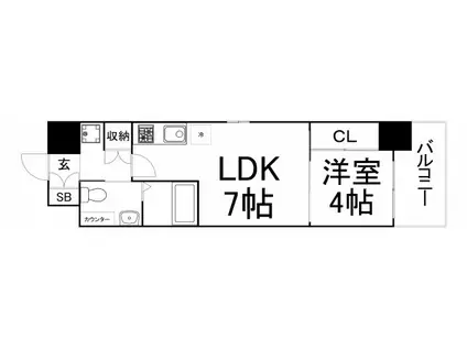 LA CASA 玉造(1LDK/3階)の間取り写真