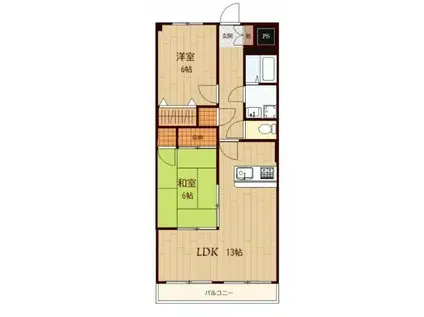 CIELO GARDEN1(2LDK/3階)の間取り写真