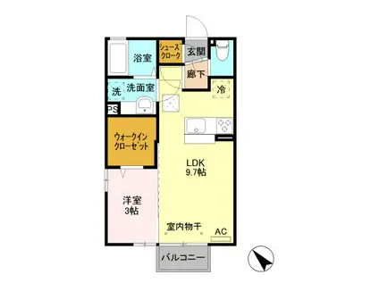 D-ROOM カーサ シエーロ106(1LDK/1階)の間取り写真