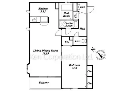 フォレスト代々木(1LDK/3階)の間取り写真