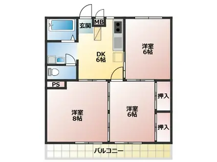 メゾンパストラル(3DK/3階)の間取り写真