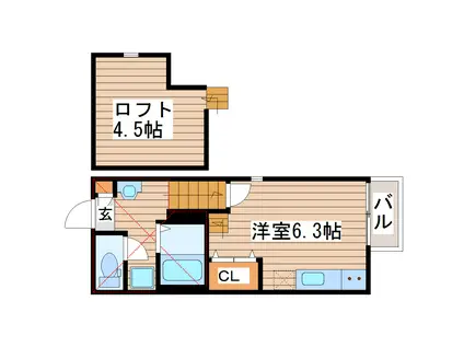 RIZEST長町(ワンルーム/1階)の間取り写真