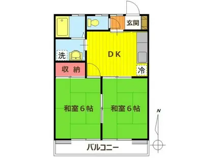 サンライズハイツ(2DK/2階)の間取り写真