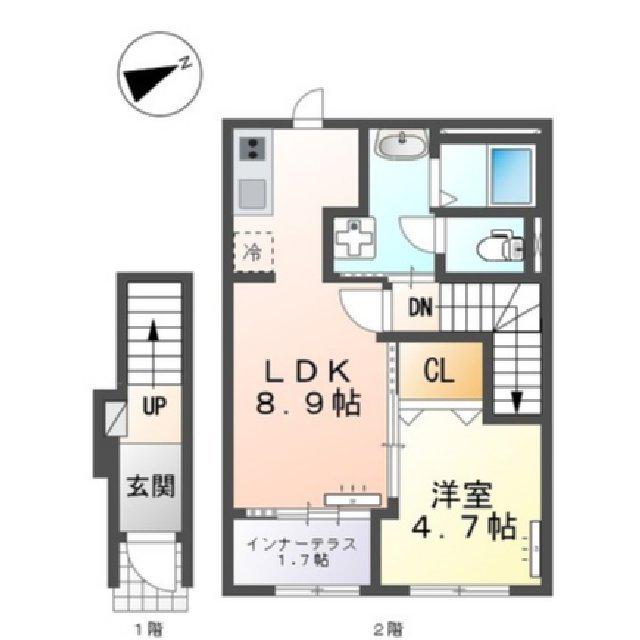 スターテラスII上福原(1LDK/2階)の間取り写真
