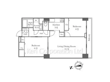 リバーシティ21新川(2LDK/13階)の間取り写真