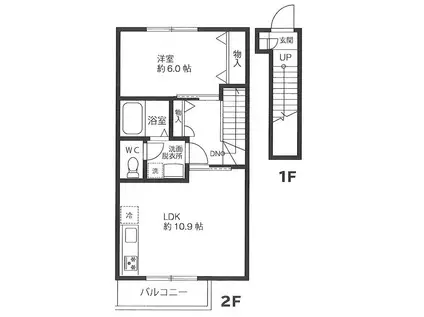 グランシャリオ(1LDK/2階)の間取り写真