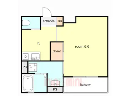 グランエクラ加島I(1K/2階)の間取り写真