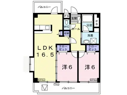 エスペランザ(2LDK/1階)の間取り写真
