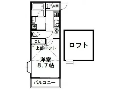 グリムコート(1K/2階)の間取り写真