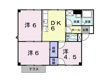 ロイヤルヒルズ(3DK/1階)の間取り写真
