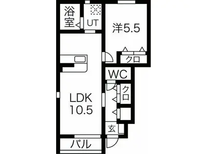 FOLUNA II(1LDK/1階)の間取り写真