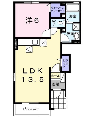 ベルメゾン(1LDK/1階)の間取り写真
