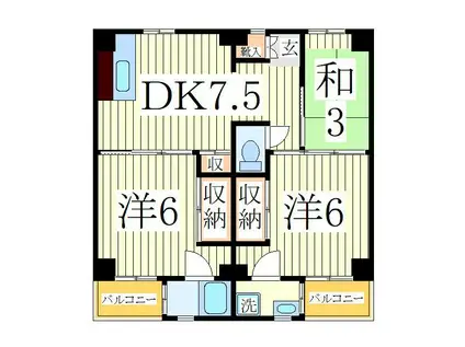 ビレッジハウス江戸川台1号棟(3DK/1階)の間取り写真