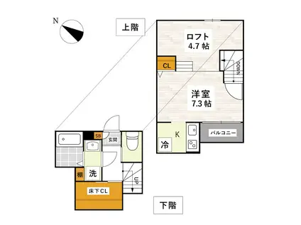 ADC健軍南グランディール(1K/1階)の間取り写真