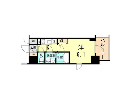 エスリードザ・ランドマーク神戸(1K/6階)の間取り写真