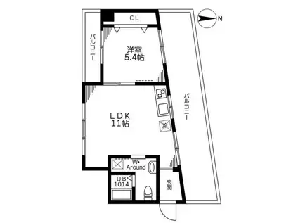 早稲田パークハイツ(1LDK/5階)の間取り写真