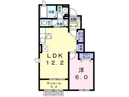 ルディアあざみ(1LDK/1階)の間取り写真