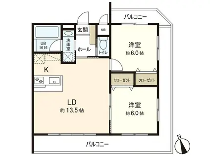 LECHOUCHOU(2LDK/2階)の間取り写真