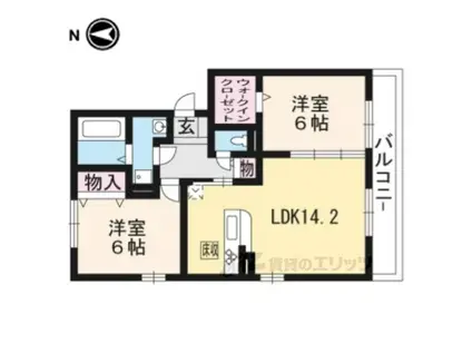 LUNA NUBE(2LDK/1階)の間取り写真