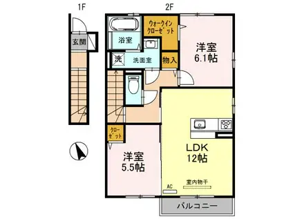 メルベーユ(2LDK/2階)の間取り写真