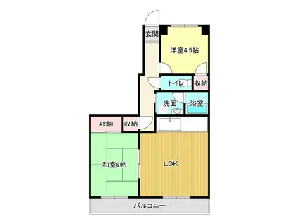 ホリホックイン和田(2LDK/4階)の間取り写真