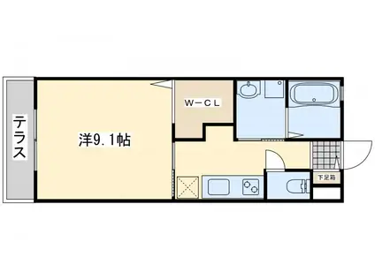 LEGEND ハイム A棟(1K/1階)の間取り写真