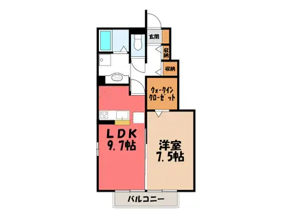 ベストオーシャン C(1LDK/1階)の間取り写真