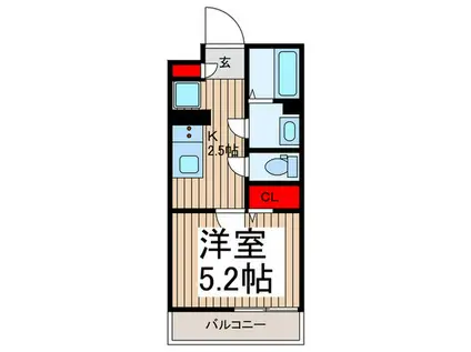 IXO白子(1K/2階)の間取り写真