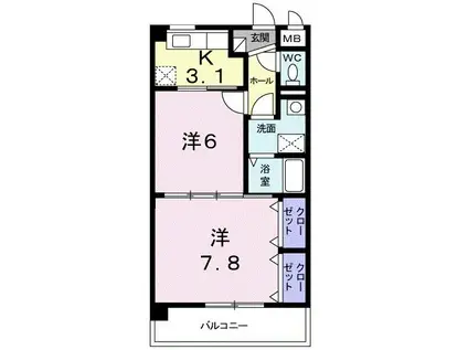 デスパシオA(2K/2階)の間取り写真