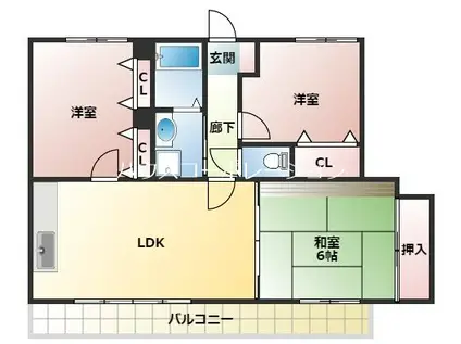 ドルフナガサワ(3LDK/3階)の間取り写真