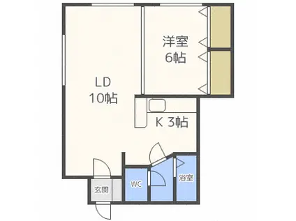 幌東ハイツ(1LDK/2階)の間取り写真