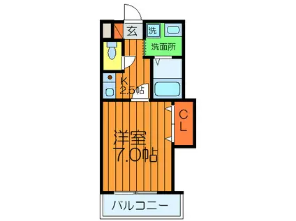 Mプラザ香里参番館(1K/3階)の間取り写真