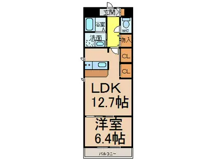 ドゥエル当知(1LDK/3階)の間取り写真